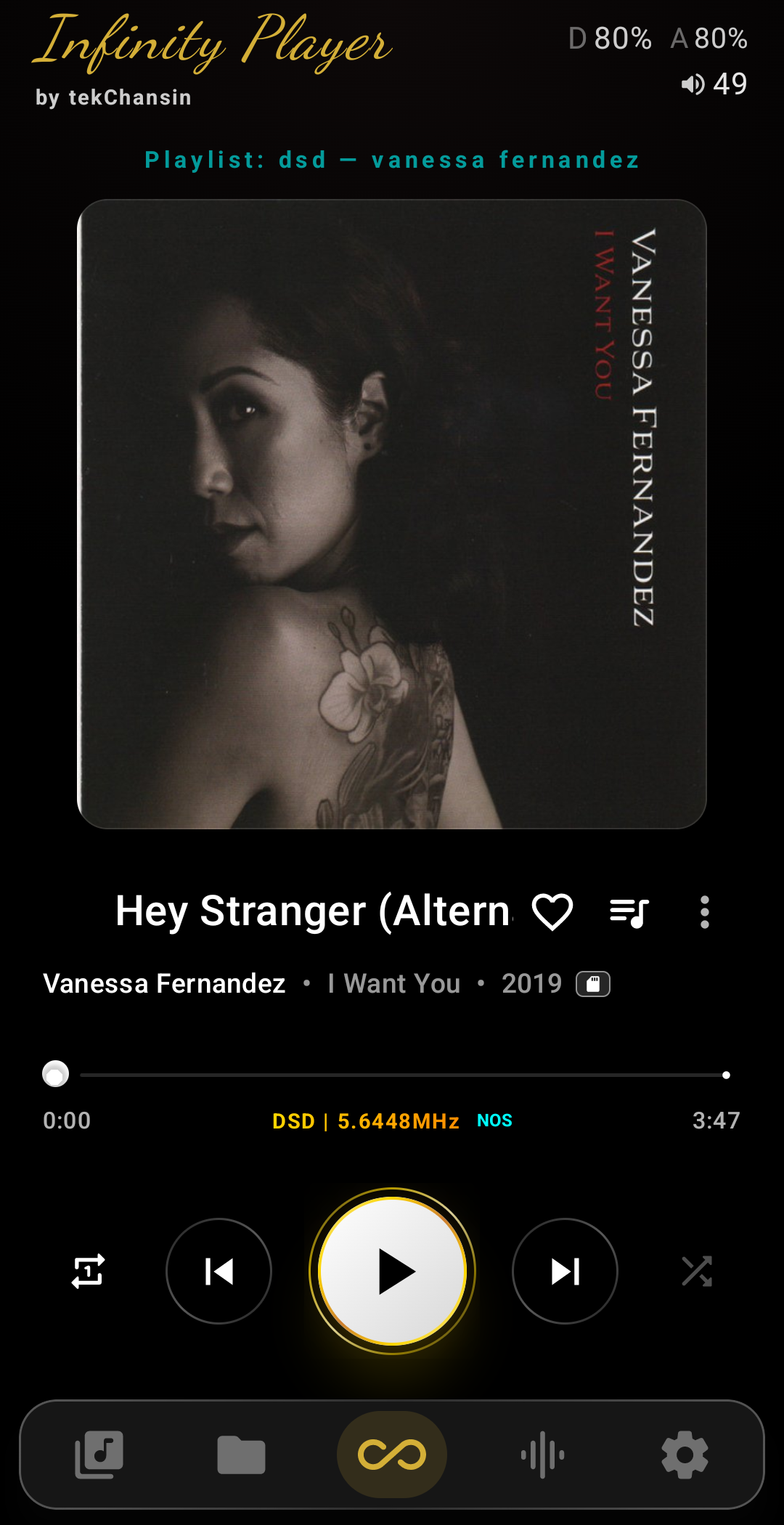 Infinity Player Now Playing UI